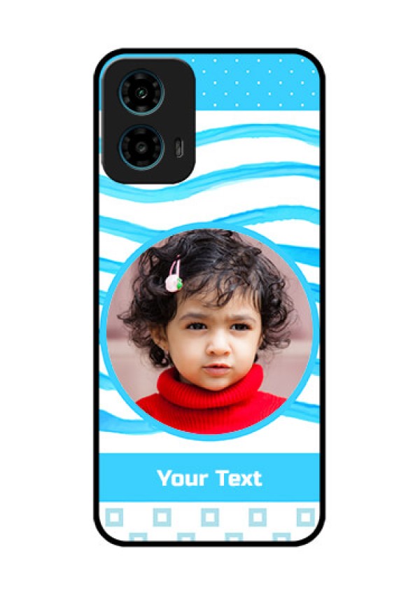 Motorola G34 5G Custom Glass Phone Case - Simple Blue Case Design