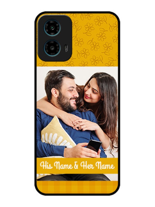 Custom Motorola G34 5G Custom Glass Phone Case - Yellow Floral Design