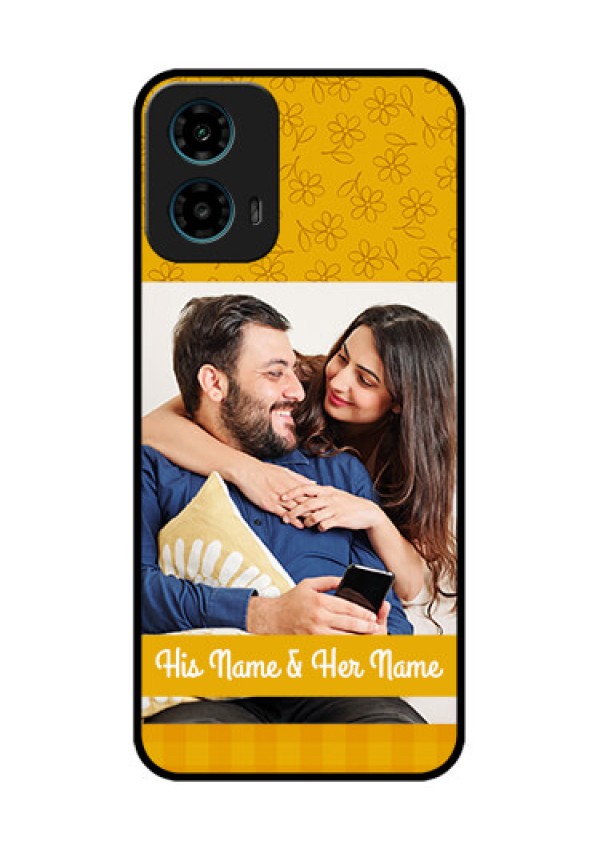 Motorola G34 5G Custom Glass Phone Case - Yellow Floral Design