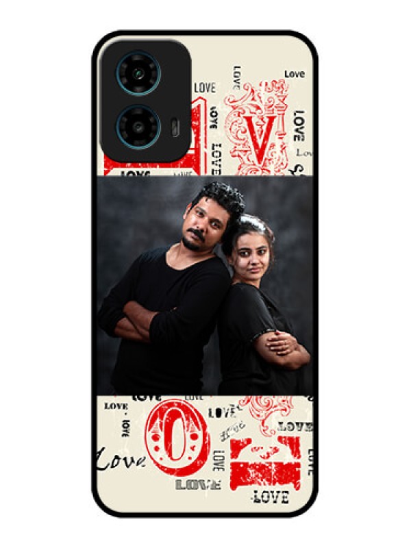 Custom Motorola G34 5G Custom Glass Phone Case - Trendy Love Design Case