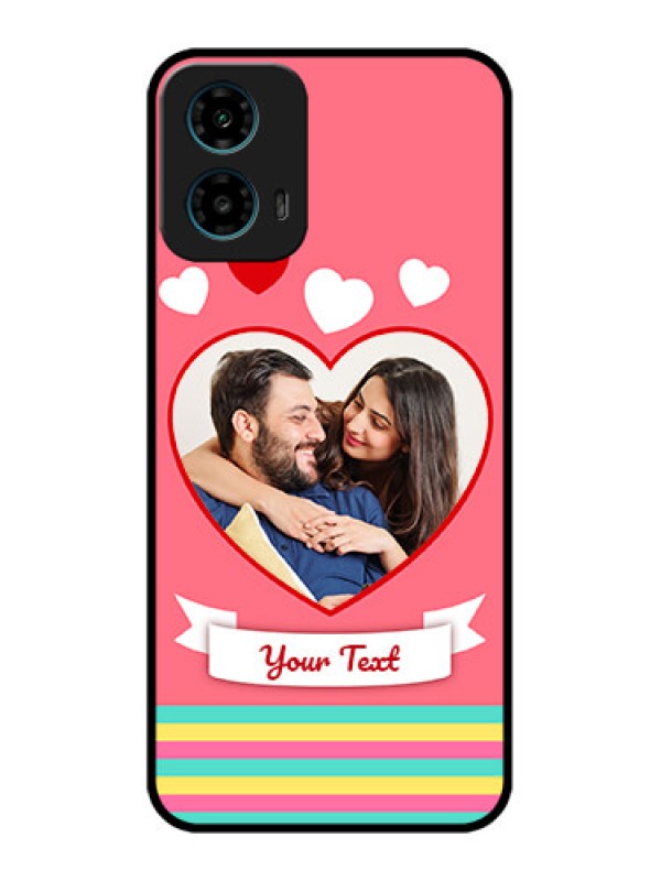 Custom Motorola G34 5G Custom Glass Phone Case - Love Shapes Doodle Design