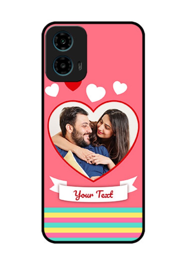 Motorola G34 5G Custom Glass Phone Case - Love Shapes Doodle Design
