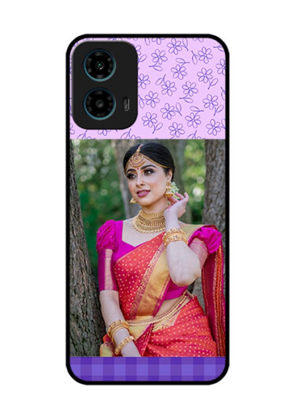 Motorola G34 5G Custom Glass Phone Case - Purple Floral Design