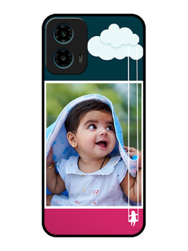 Custom Motorola G34 5G Custom Glass Phone Case - Cute Girl With Cloud Design
