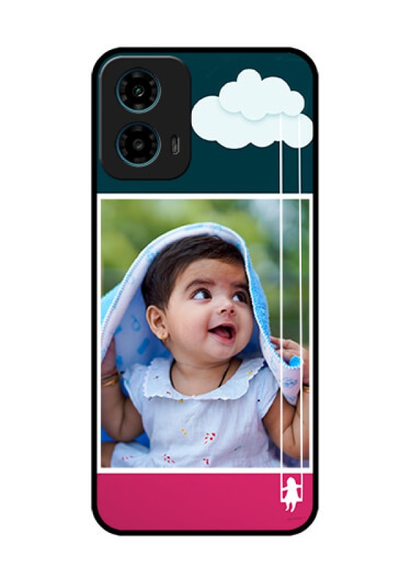 Motorola G34 5G Custom Glass Phone Case - Cute Girl With Cloud Design
