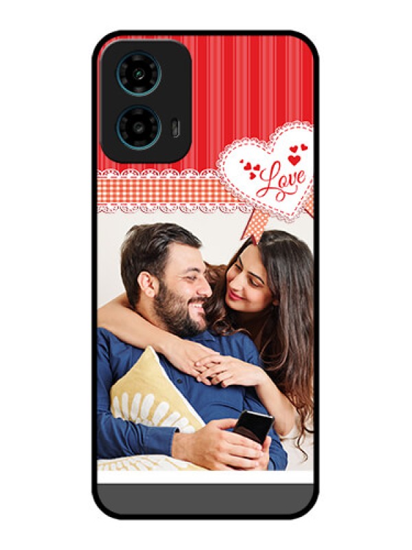 Custom Motorola G34 5G Custom Glass Phone Case - Red Love Pattern Design