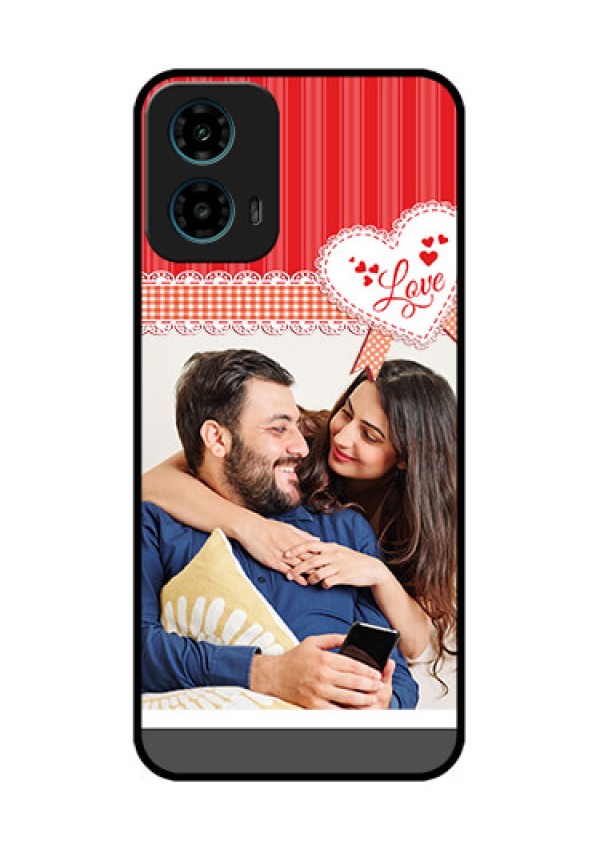 Motorola G34 5G Custom Glass Phone Case - Red Love Pattern Design