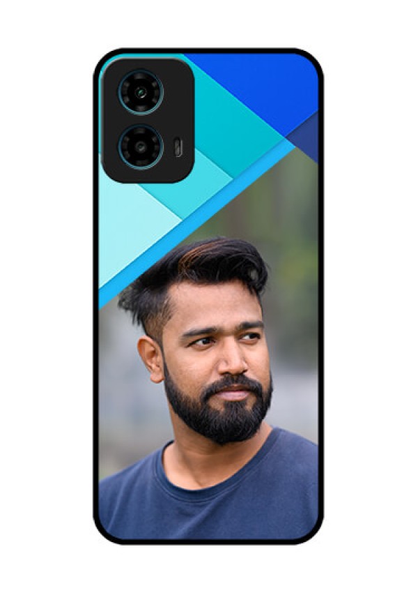 Motorola G34 5G Custom Glass Phone Case - Blue Pattern Design
