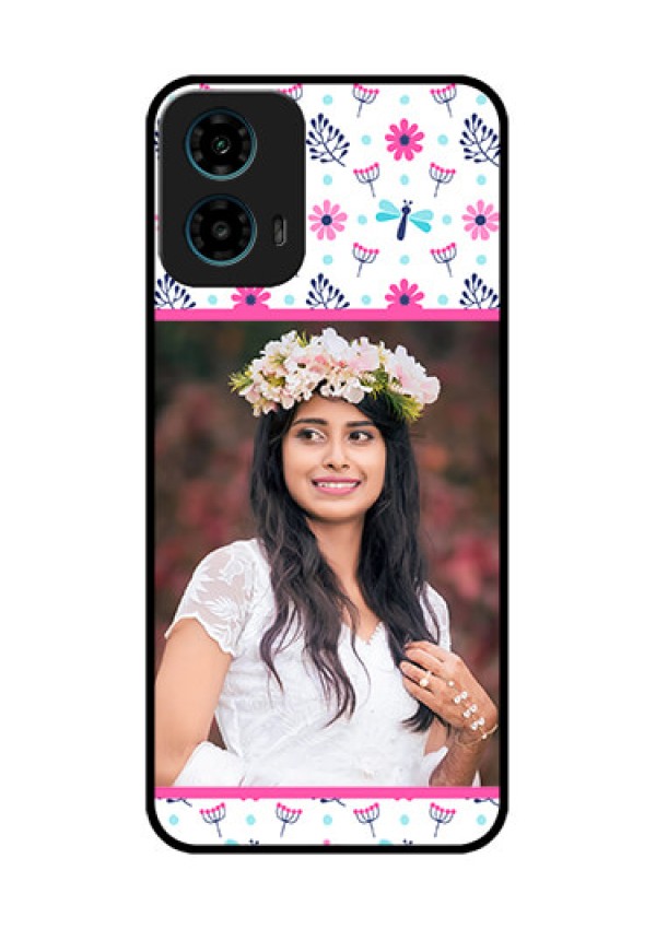 Motorola G34 5G Custom Glass Phone Case - Colorful Flower Design