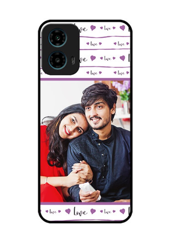 Motorola G34 5G Custom Glass Phone Case - Couples Heart Design