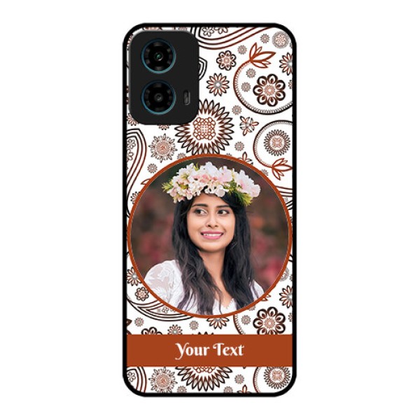 Motorola G34 5G Custom Glass Phone Case - Abstract Flower Design