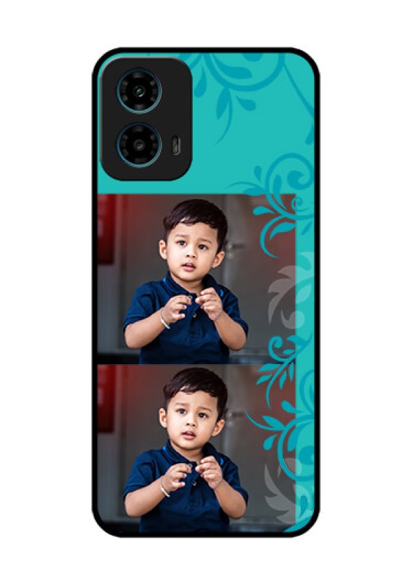 Motorola G34 5G Custom Glass Phone Case - With Photo And Green Floral Design