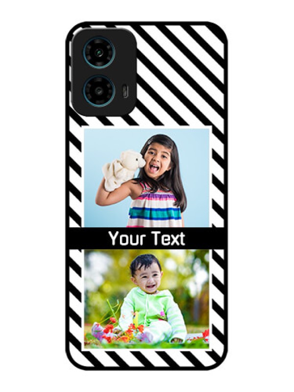 Custom Motorola G34 5G Custom Glass Phone Case - Black And White Stripes Design