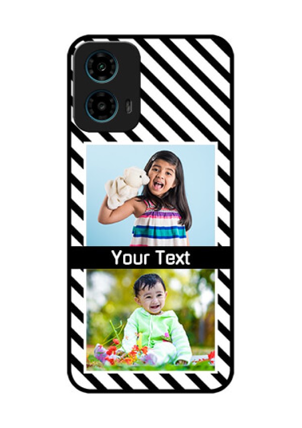 Motorola G34 5G Custom Glass Phone Case - Black And White Stripes Design
