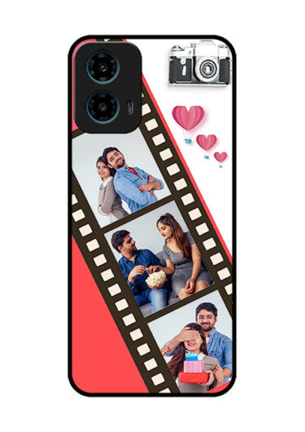 Motorola G34 5G Custom Glass Phone Case - 3 Image Holder With Film Reel