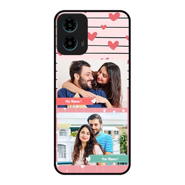 Motorola G34 5G Custom Glass Phone Case - Photo With Heart Design Motorola G34 5G Custom Glass Phone Case - Photo With Heart Design