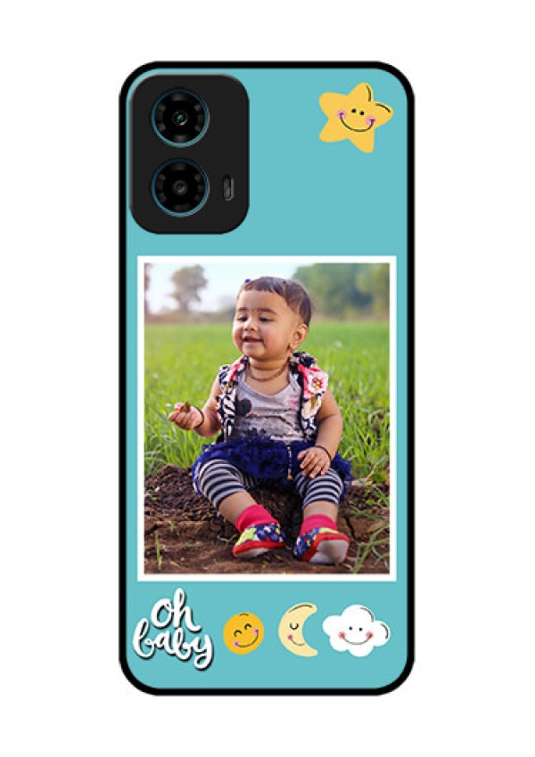 Motorola G34 5G Custom Glass Phone Case - Smiley Kids Stars Design