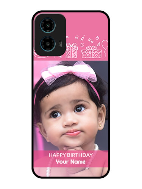 Custom Motorola G34 5G Custom Glass Phone Case - With Birthday Line Art Design