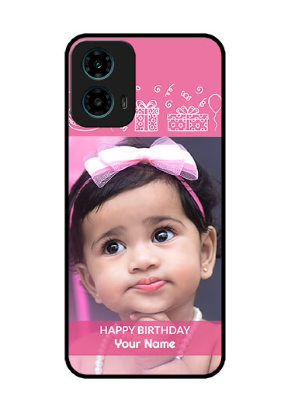 Motorola G34 5G Custom Glass Phone Case - With Birthday Line Art Design