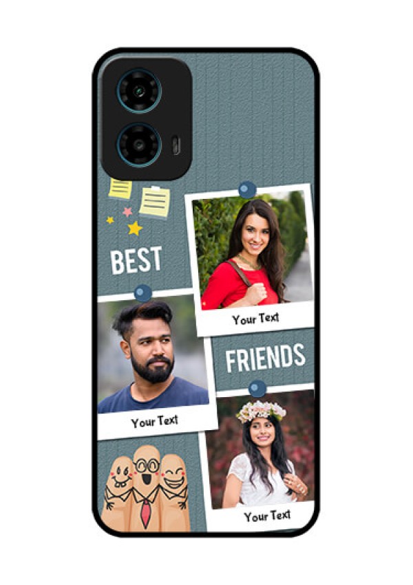Motorola G34 5G Custom Glass Phone Case - Sticky Frames And Friendship Design