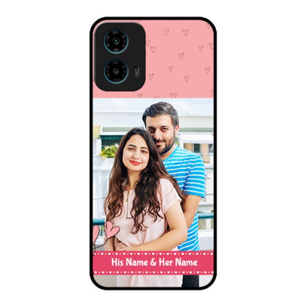 Motorola G34 5G Custom Glass Phone Case - Love Design Peach Color Motorola G34 5G Custom Glass Phone Case - Love Design Peach Color