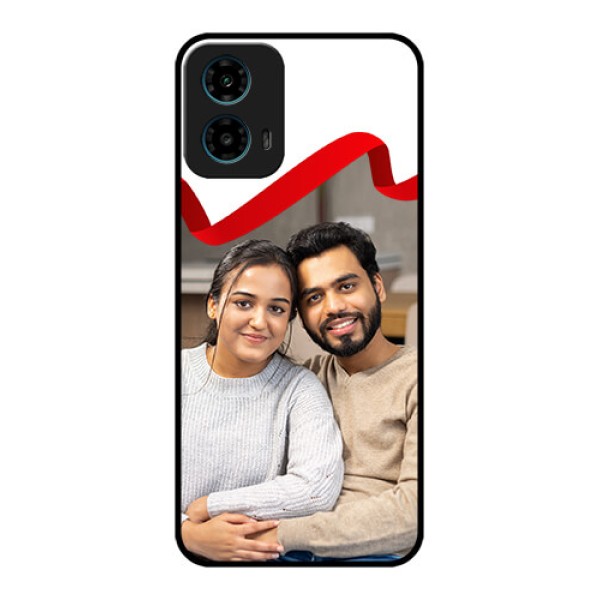 Motorola G34 5G Custom Glass Phone Case - Red Ribbon Frame Design