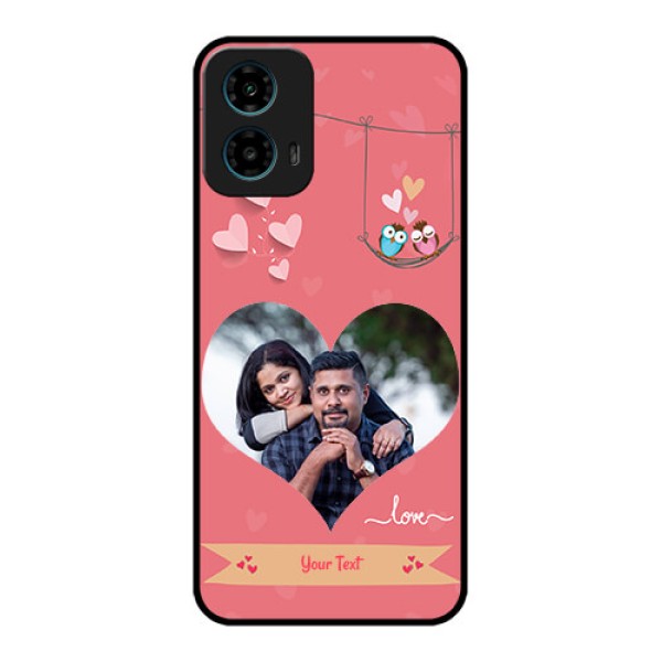 Motorola G34 5G Custom Glass Phone Case - Peach Color Love Design Motorola G34 5G Custom Glass Phone Case - Peach Color Love Design