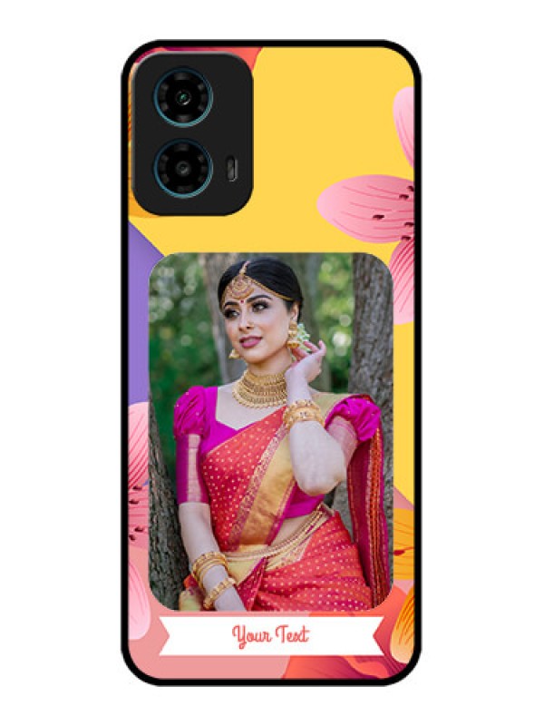 Custom Motorola G34 5G Custom Glass Phone Case - 3 Image With Vintage Floral Design