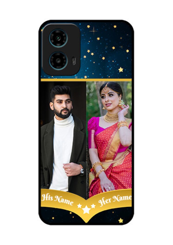 Motorola G34 5G Custom Glass Phone Case - Galaxy Stars Backdrop Design