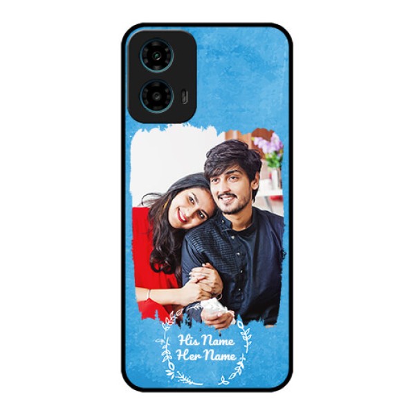 Motorola G34 5G Custom Glass Phone Case - Blue Color Vintage Design Motorola G34 5G Custom Glass Phone Case - Blue Color Vintage Design