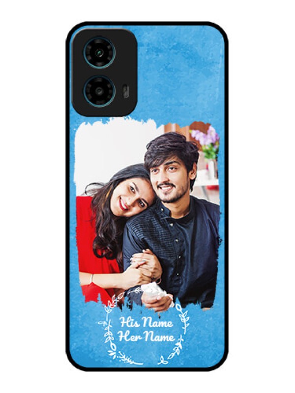 Custom Motorola G34 5G Custom Glass Phone Case - Blue Color Vintage Design