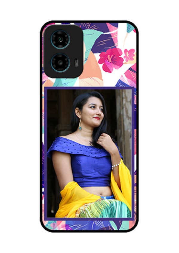 Motorola G34 5G Custom Glass Phone Case - Abstract Floral Design