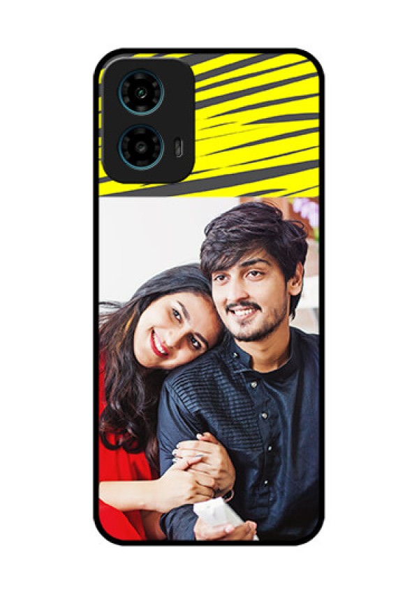 Motorola G34 5G Custom Glass Phone Case - Yellow Abstract Design