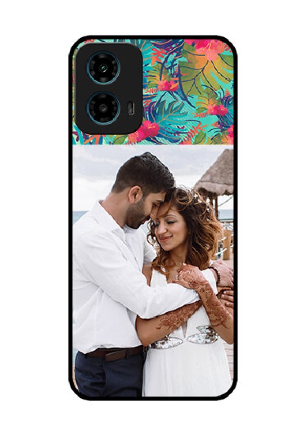 Motorola G34 5G Custom Glass Phone Case - Watercolor Floral Design