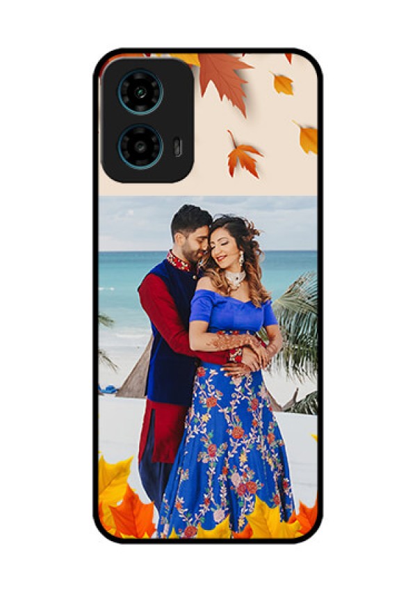 Motorola G34 5G Custom Glass Phone Case - Autumn Maple Leaves Design