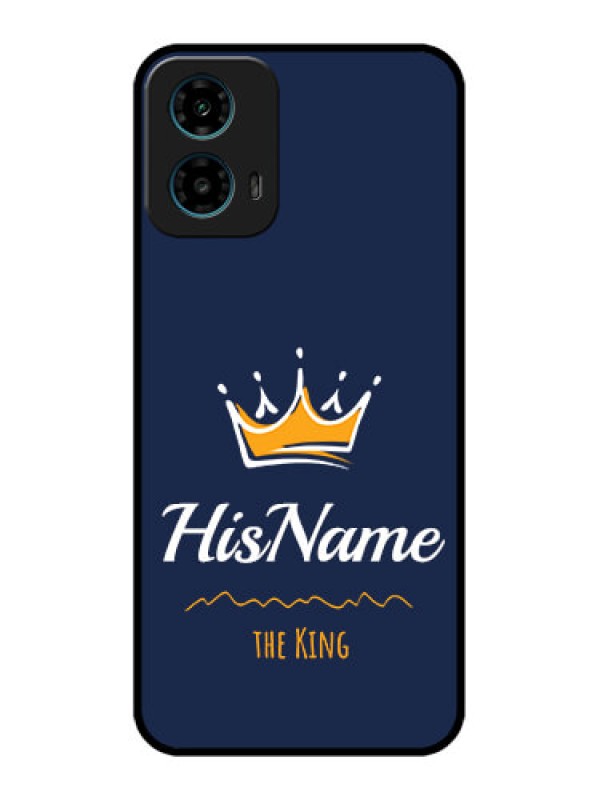 Custom Motorola G34 5G Custom Glass Phone Case - King With Name Design