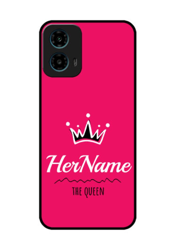 Motorola G34 5G Custom Glass Phone Case - Queen With Name Design