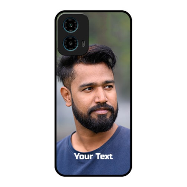 Motorola G34 5G Custom Glass Phone Case - Photo With Text Design Motorola G34 5G Custom Glass Phone Case - Photo With Text Design