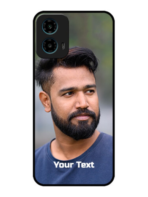 Custom Motorola G34 5G Custom Glass Phone Case - Photo With Text Design