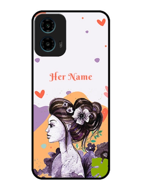 Custom Motorola G34 5G Custom Glass Phone Case - Woman And Nature Design