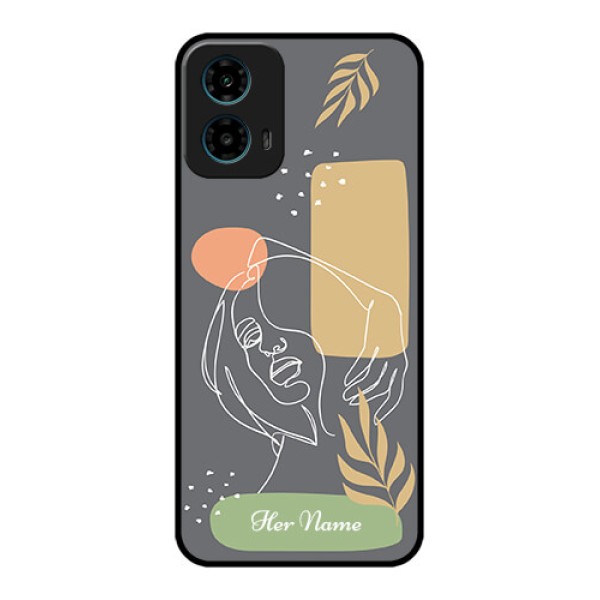 Motorola G34 5G Custom Glass Phone Case - Gazing Woman Line Art Design Motorola G34 5G Custom Glass Phone Case - Gazing Woman Line Art Design