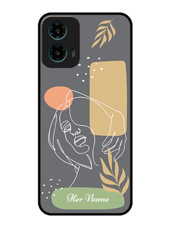 Custom Motorola G34 5G Custom Glass Phone Case - Gazing Woman Line Art Design