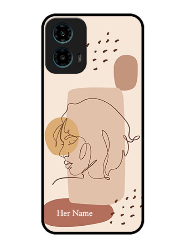 Custom Motorola G34 5G Custom Glass Phone Case - Calm Woman Line Art Design