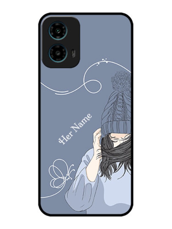 Custom Motorola G34 5G Custom Glass Phone Case - Girl In Winter Outfit Design