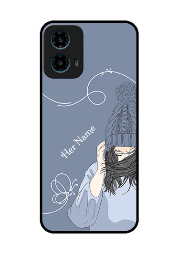 Motorola G34 5G Custom Glass Phone Case - Girl In Winter Outfit Design