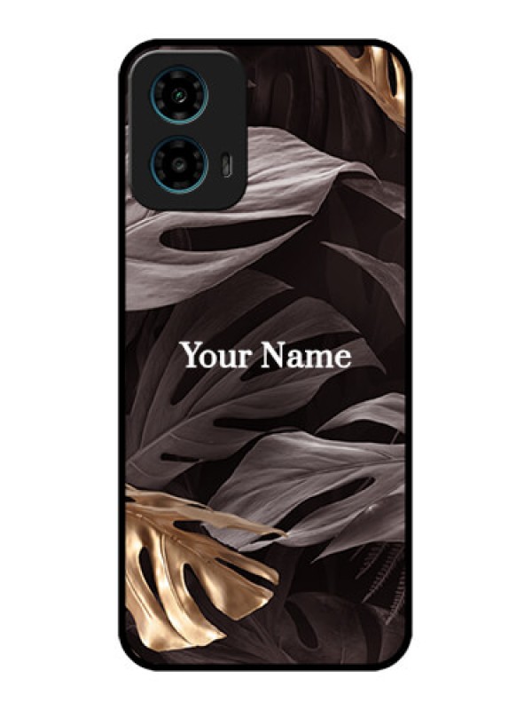 Custom Motorola G34 5G Custom Glass Phone Case - Wild Leaves Digital Paint Design