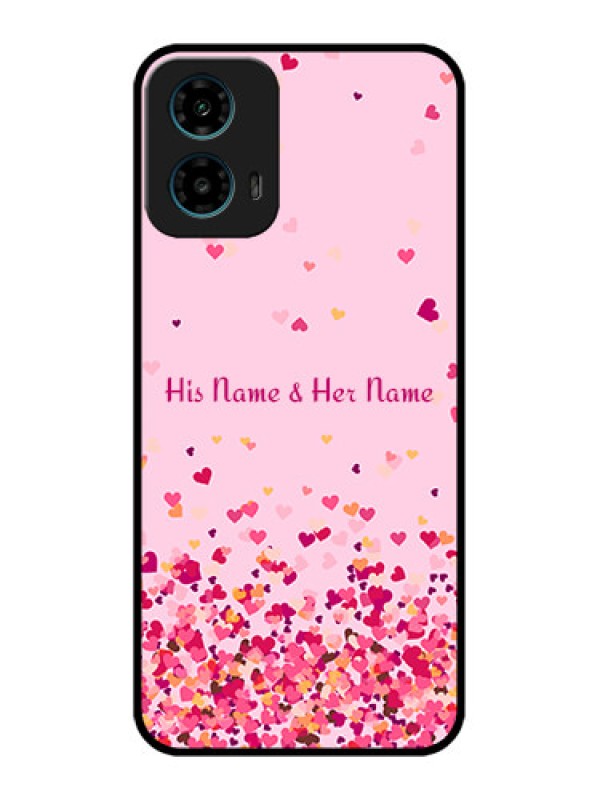 Custom Motorola G34 5G Custom Glass Phone Case - Floating Hearts Design