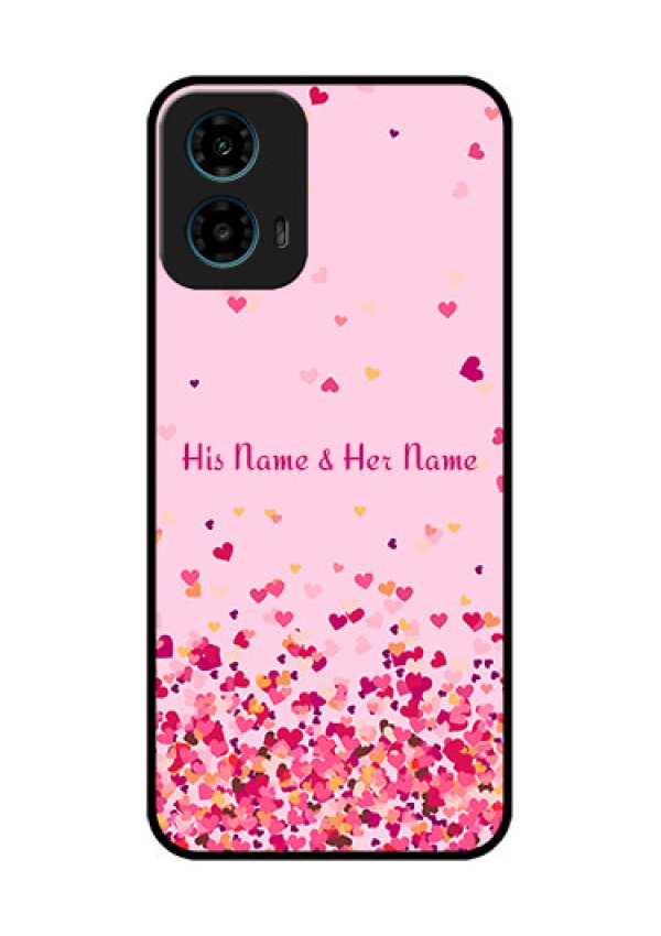 Motorola G34 5G Custom Glass Phone Case - Floating Hearts Design