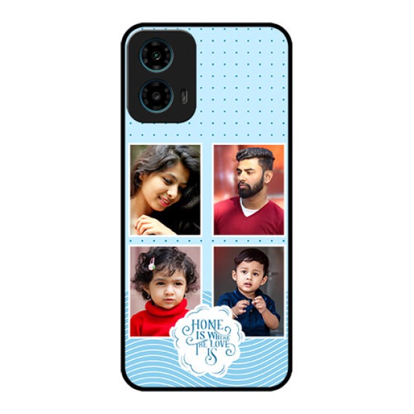 Motorola G34 5G Custom Glass Phone Case - Cute Love Quote With 4 Pic Upload Design Motorola G34 5G Custom Glass Phone Case - Cute Love Quote With 4 Pic Upload Design
