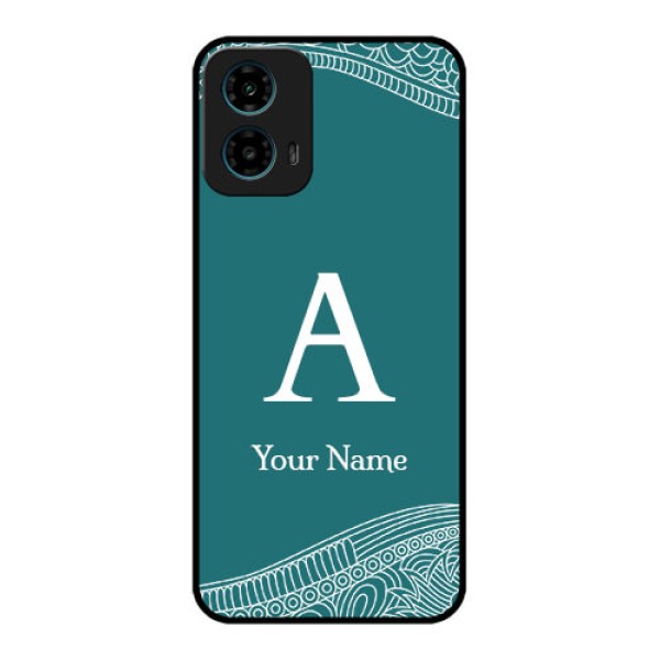 Motorola G34 5G Custom Glass Phone Case - Line Art Pattern With Custom Name Design Motorola G34 5G Custom Glass Phone Case - Line Art Pattern With Custom Name Design